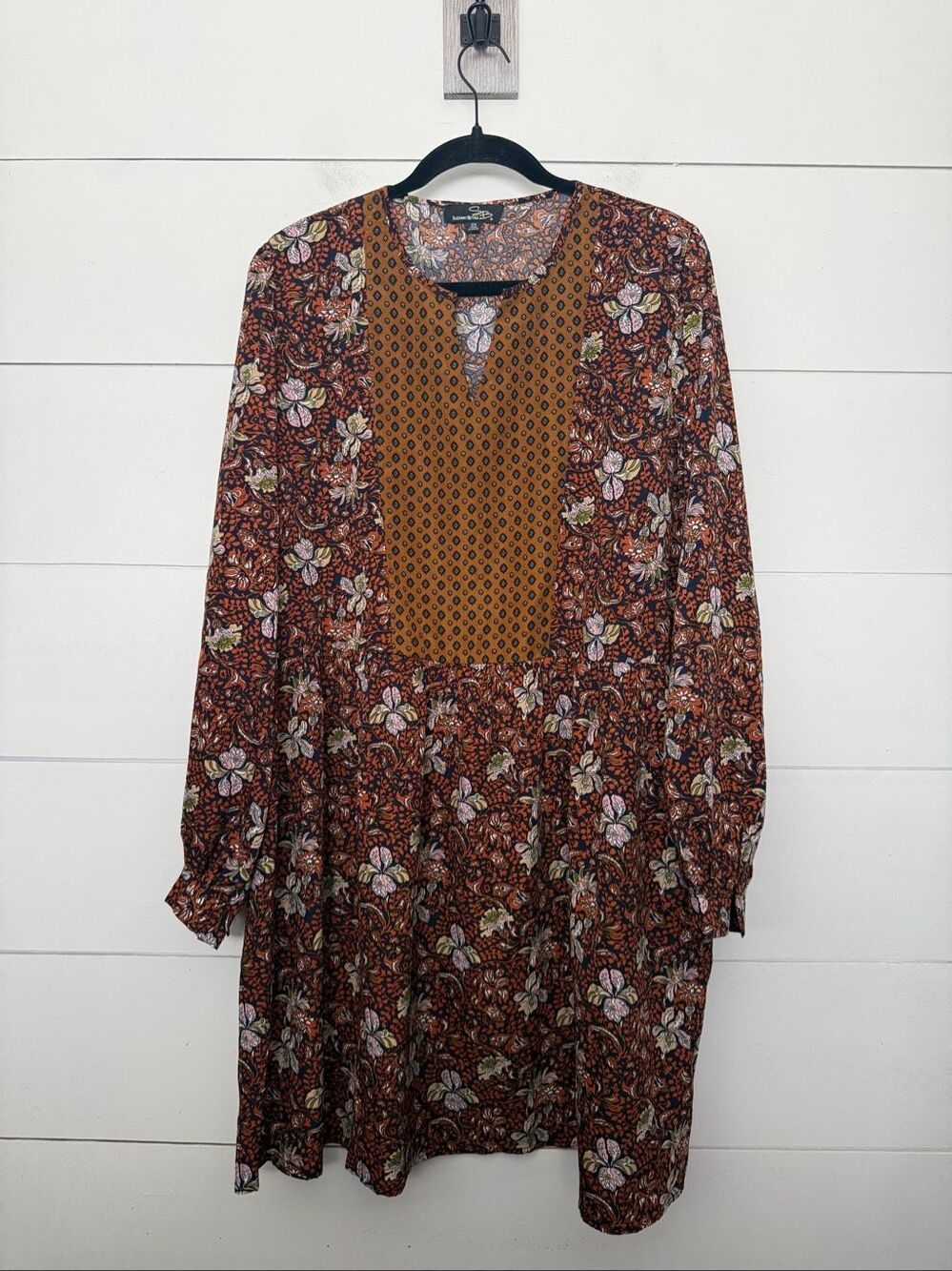 Suzanne Betro Women’s 2X Paisley Dark Floral Tunic Dress Plus Size